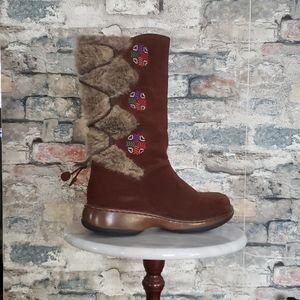 DANSKO Aztec Suede & Shearling Brown Boot Size 7.5